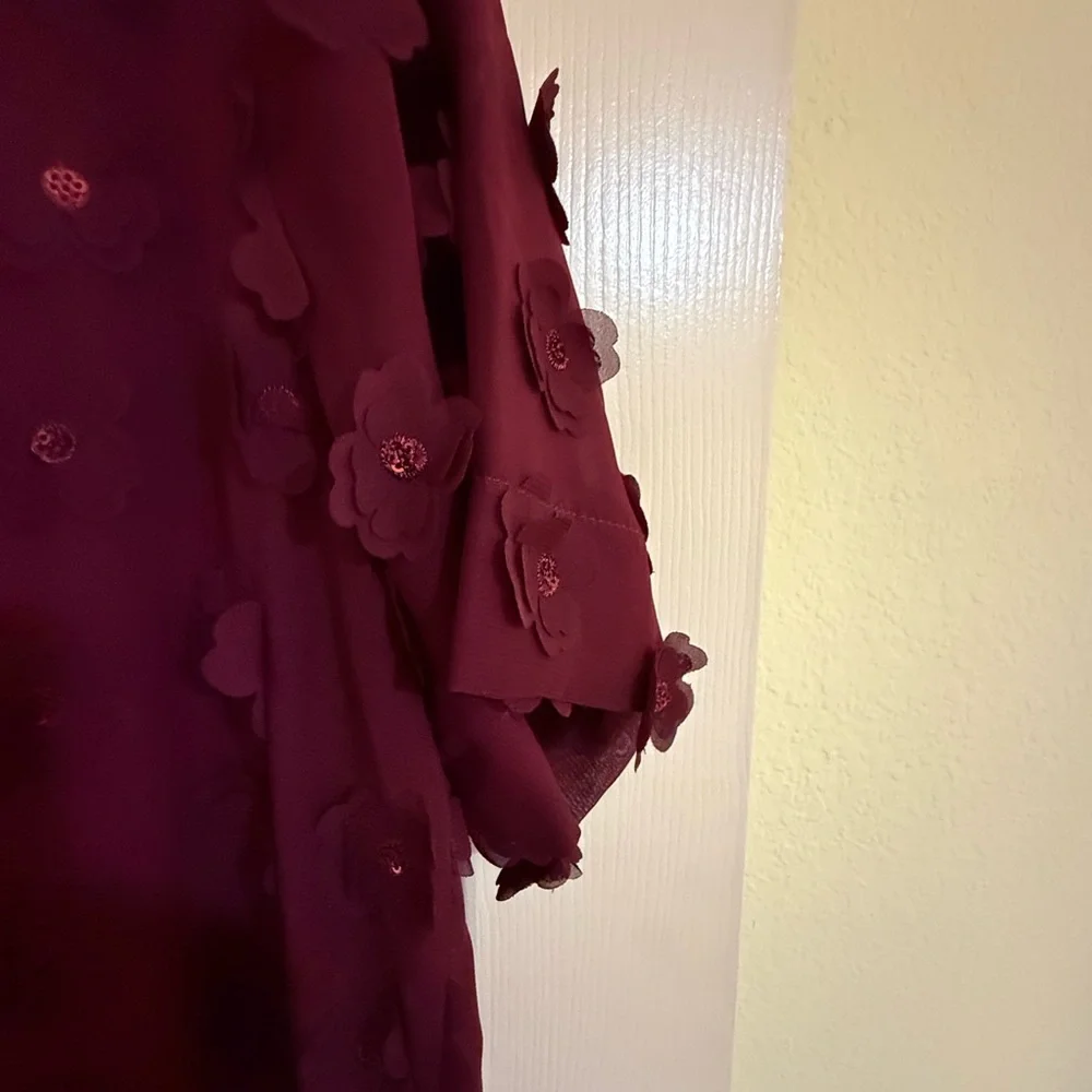 Anthropologie (Porridge) Deep Red Textured Long Sleeve Dress. Only worn once. - Picture 7 of 7